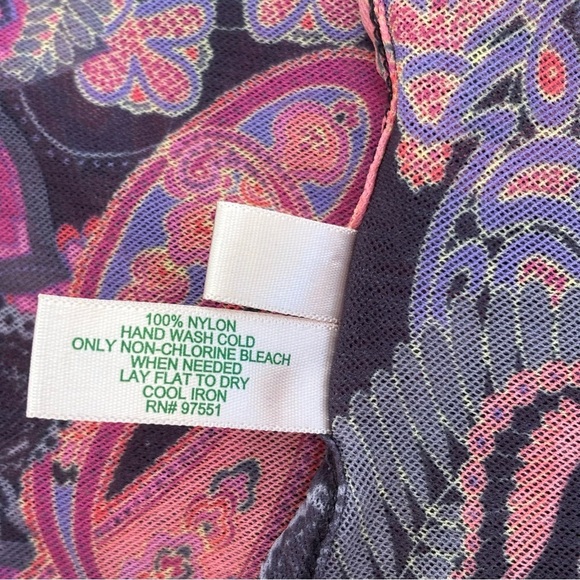 Anthropologie Daisy & Clover Mesh Paisley Floral Peasant Top Boho Multicolor XL - Picture 11 of 13